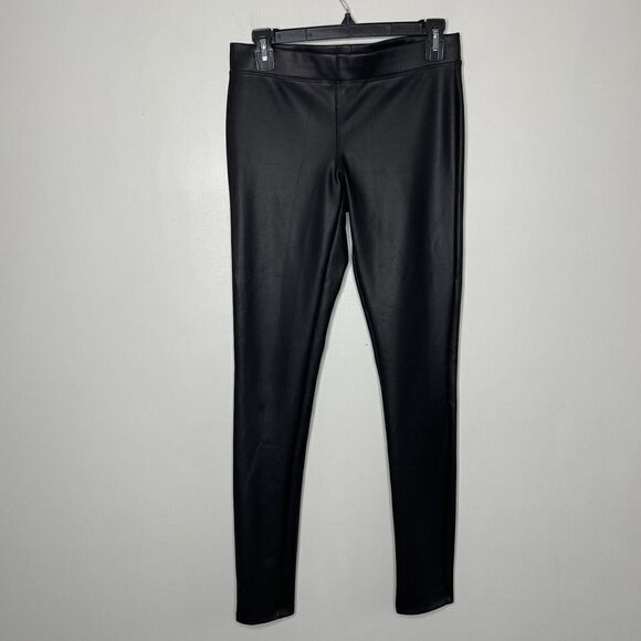 EXPRESS Pants Womens Small Black Faux Leather Skinny Leggings Flat Front Pull-On - Picture 1 of 6